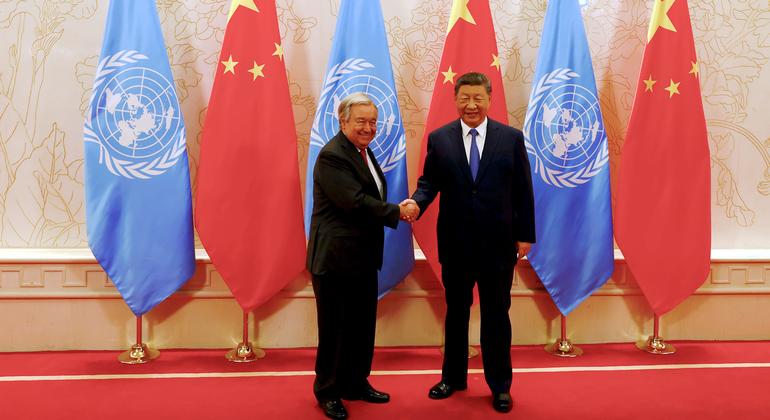 联合国秘书长古特雷斯与中国国家主席习近平在天津举行会晤。
